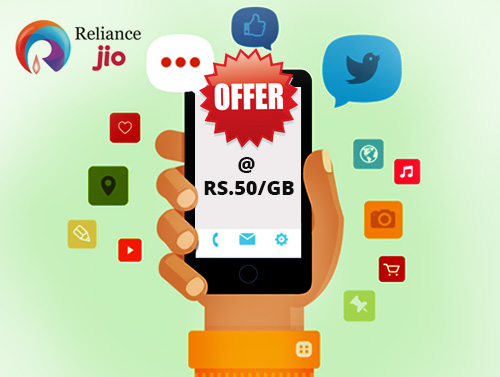 Reliance Jio offers free voice, free app and data @ Rs 50/GB