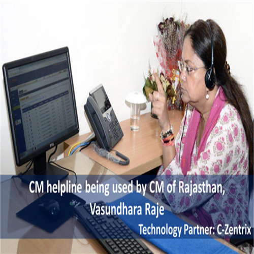 Vasundhara Raje launches CM helpline supported  by C-Zentrix