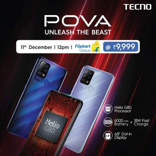 TECNO unveils its POVA- 6000 mAh battery Smartphone at just INR 9,999