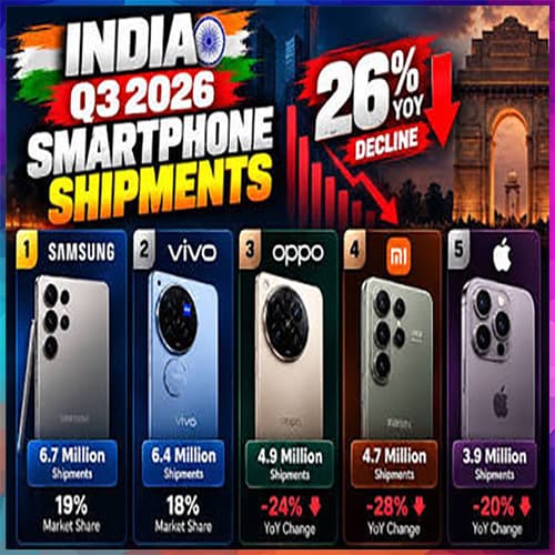 India Smartphone Market Slumps 20% YoY in Q3, Sub-INR 20,000 Shipments Nearly Halve