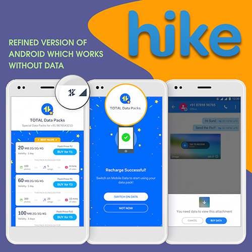 Hike introduces “Total†– a refined version of Android which works without data
