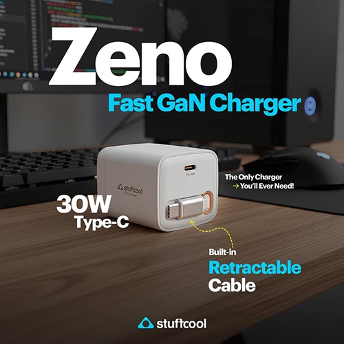Stuffcool launches Zeno: Indiaâ€™s first 30W GaN charger with built-in retractable cable