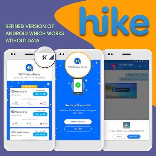 Hike introduces “Total†– a refined version of Android which works without data