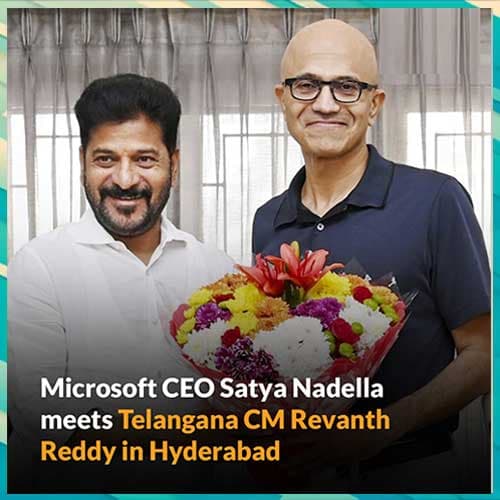 Telangana CM meets Microsoft chief Satya Nadella, discuss tech growth