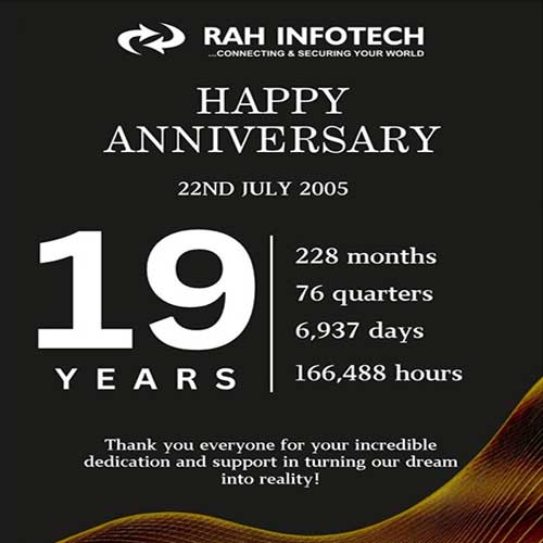 RAH Infotech rejoices 19 years of excellence in Security solutions