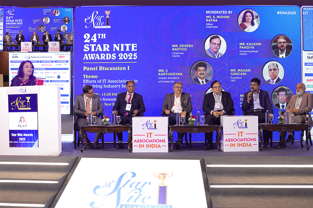 Panel Discussion – 1  Magan Gangani-TAIT; Bharat Chheda-ASIRT; (Moderator)Ms. S. Mohini Ratna-VARINDIA;Vinod Kumar-ISODA;Devesh Rastogi-FAIITA;S Karth