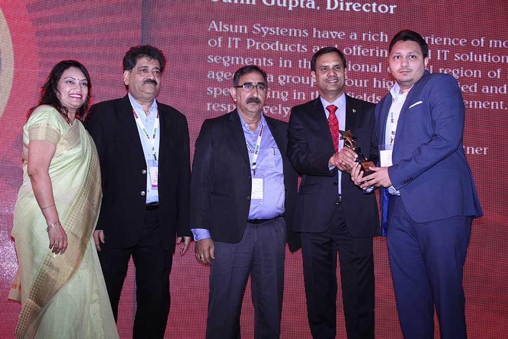 Allied Digital Services receiving the award for the Best Solution Partner at VAR Symposium - 17th Star Nite Awards 2018