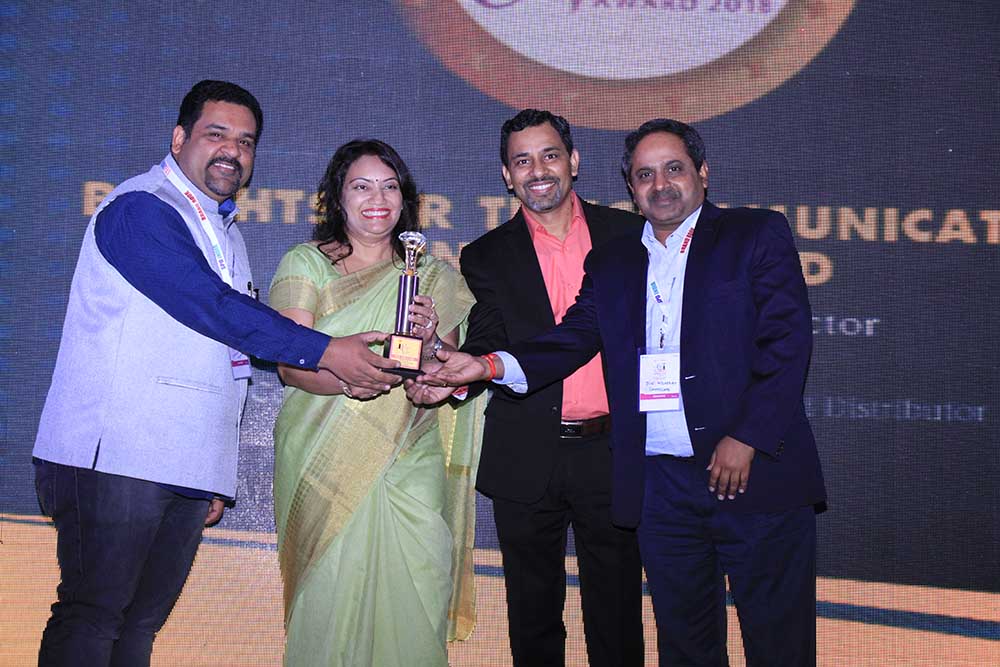 Brightstar Telecommunications receiving the award for the Best Value Added Distributor at VAR Symposium - 17th Star Nite Awards 2018