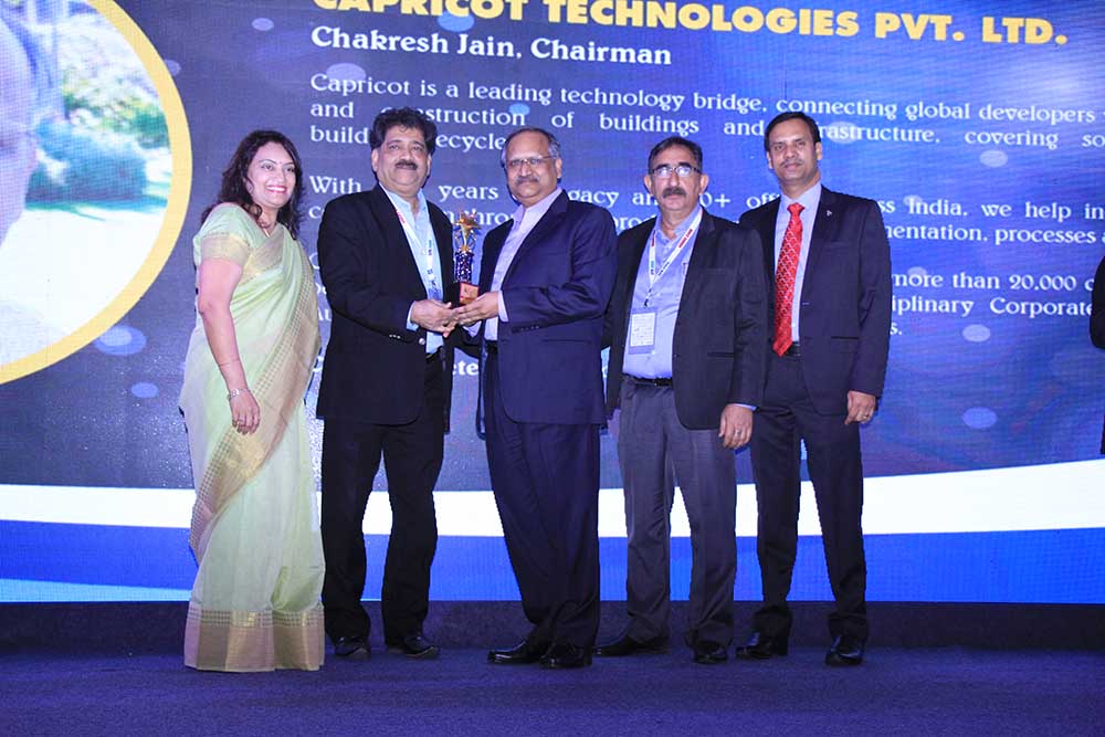 Capricot Technologies receiving the award for the Best Solution Partner at VAR Symposium - 17th Star Nite Awards 2018