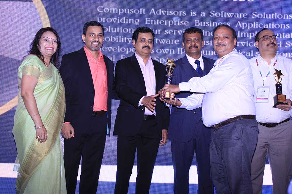 Compusoft Advisors receiving the award for the Best IT Service Provider at VAR Symposium - 17th Star Nite Awards 2018