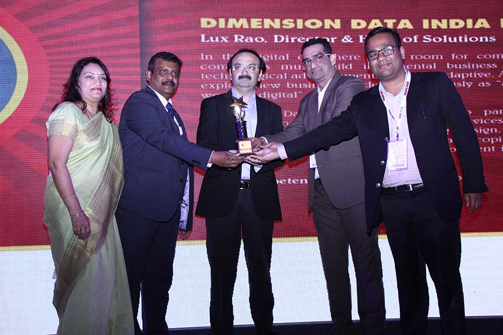 Dimension Data India receiving the  award for the Best System Integrator at VAR Symposium - 17th Star Nite Awards 2018