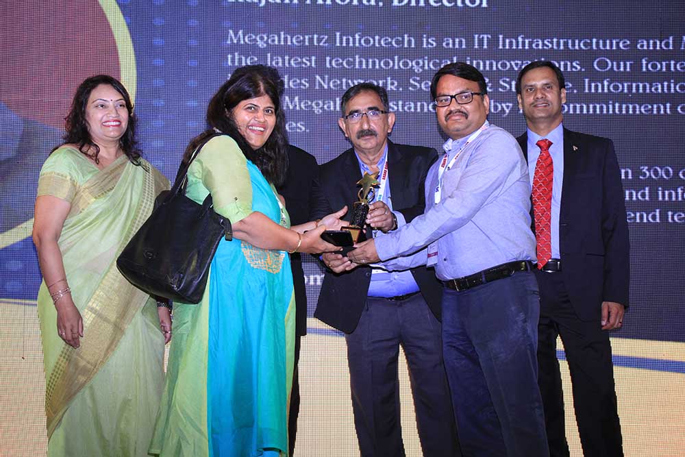 Megahertz Infotech receiving the award for the Best Solution Partner at VAR Symposium - 17th Star Nite Awards 2018