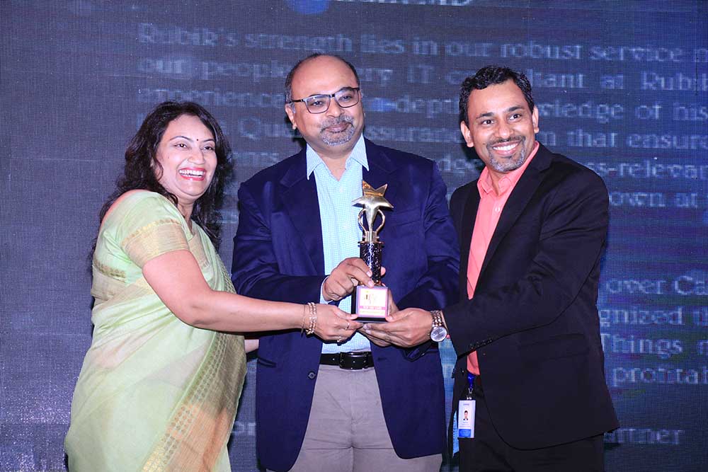 Rubik Infotech receiving the award for the Best Security Partner at VAR Symposium - 17th Star Nite Awards 2018