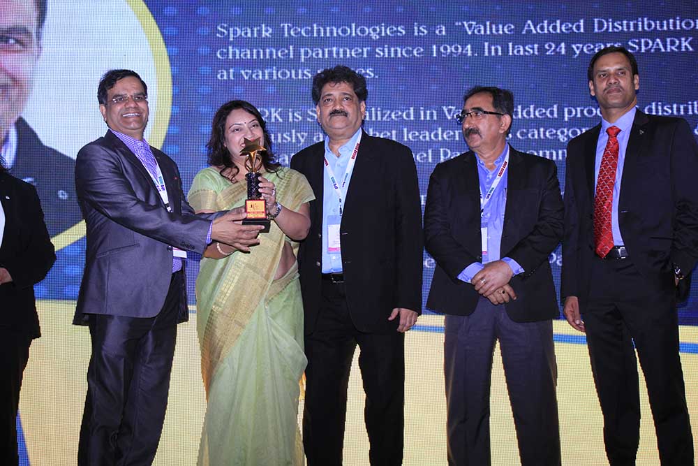 Spark Technologies receiving the award for the Best Solution Partner at VAR Symposium - 17th Star Nite Awards 2018