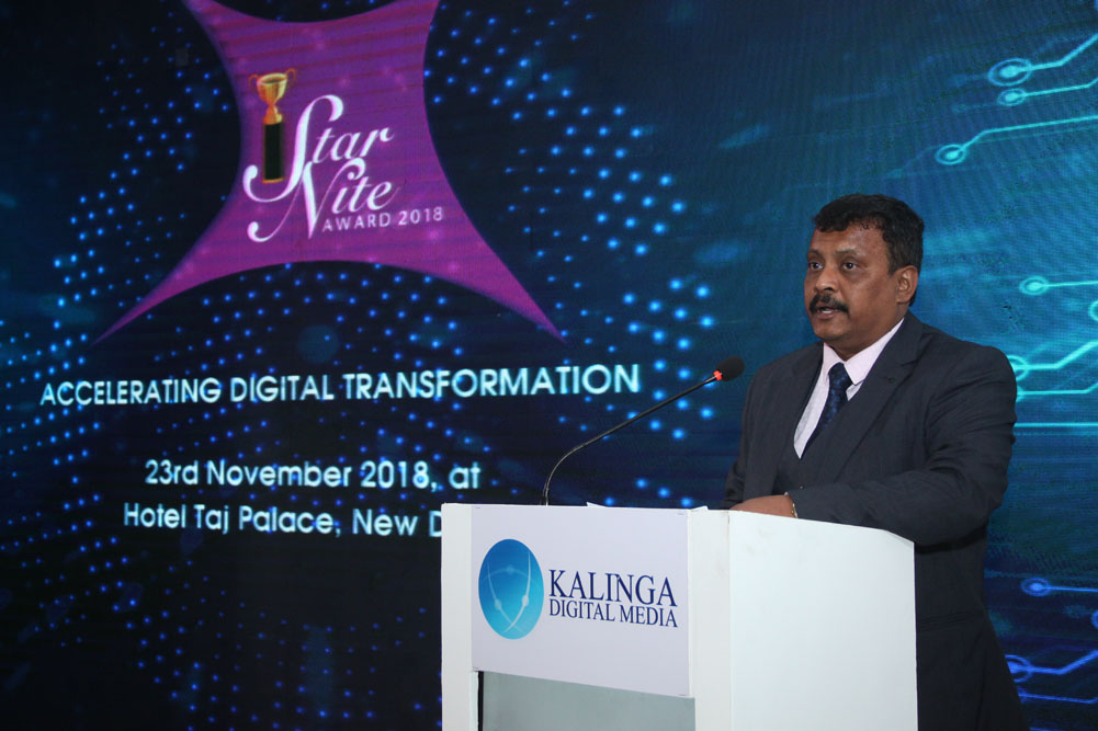 Deepak Kumar Sahu, Publisher, VARIndia presenting his welcome speech at 17th Star Nite Awards 2018