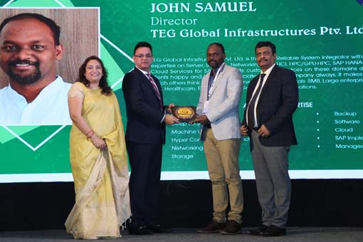 BEST SOLUTION PARTNER Award goes to TEG GLOBAL INFASTRUCTURE PVT LTD at VAR Symposium 2019