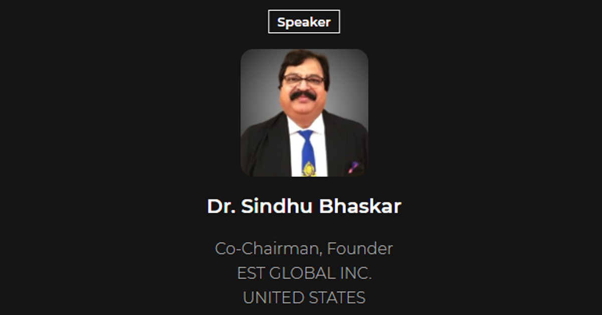 Dr. Sindhu Bhaskar, Co-Chairman, Founder, EST Group