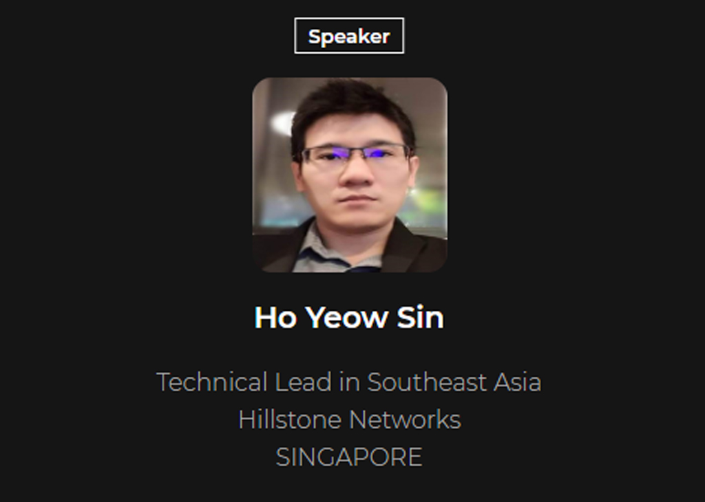 Ho Yeow Sin, Technical Lead in Southeast Asia, Hillstone Networks