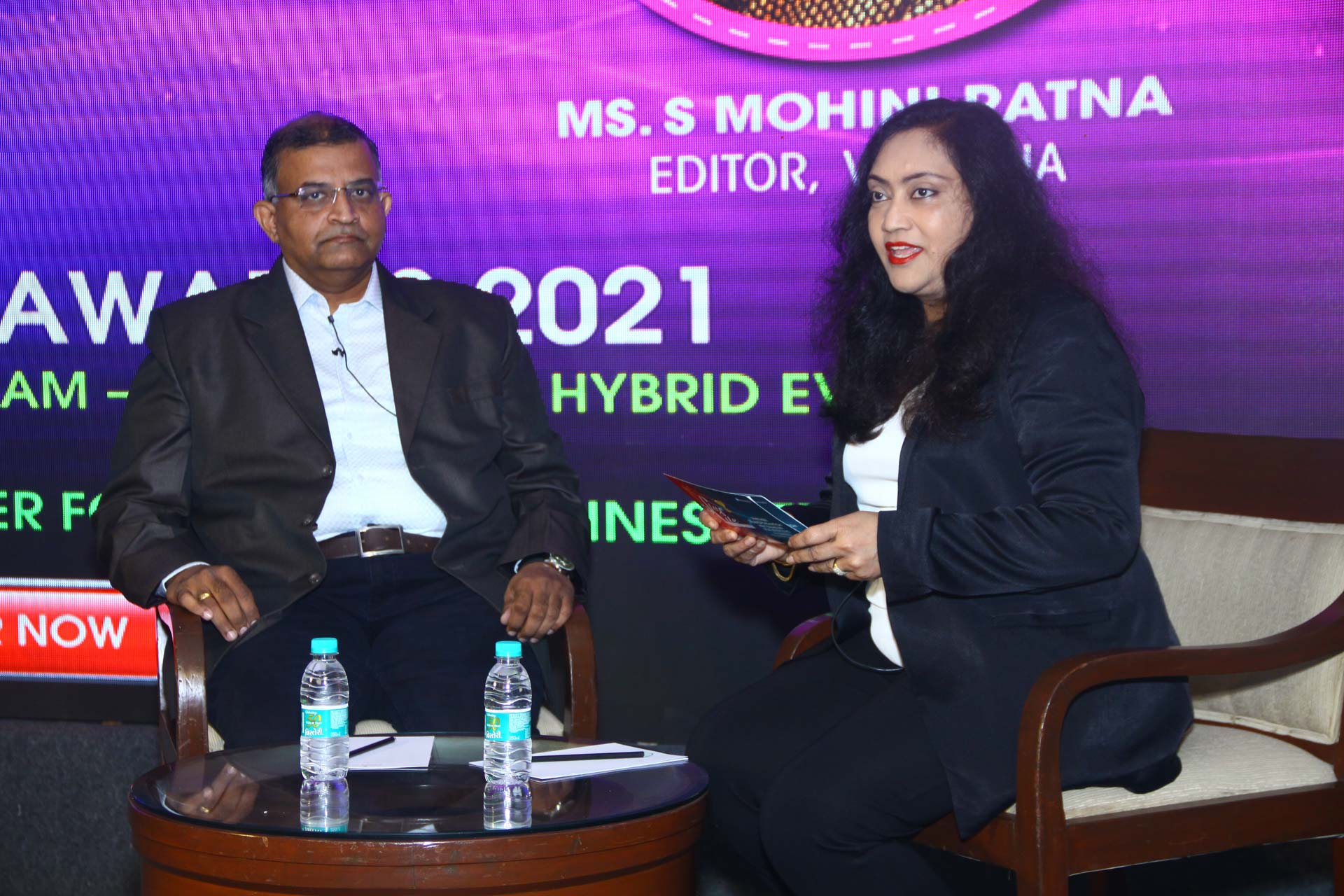 Mr. Rameesh Kailasam with Ms. S Mohini Ratna, Editor-VARINDIA in the Fire-side-Chat Session at 20th Star Nite Awards 2021