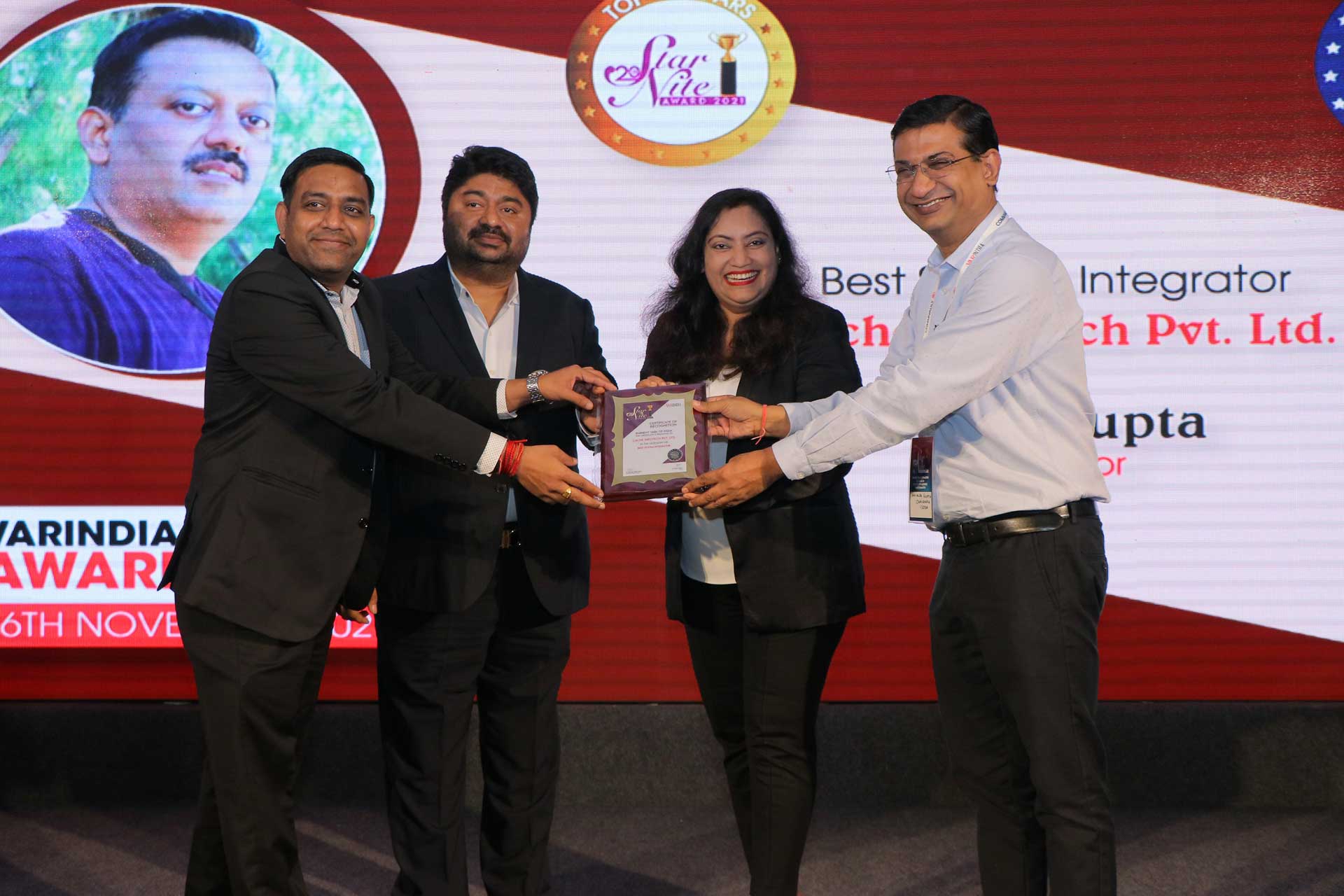 Best System Integrator Award goes to Cache Infotech Pvt Ltd.,  at 20th Star Nite Awards 2021