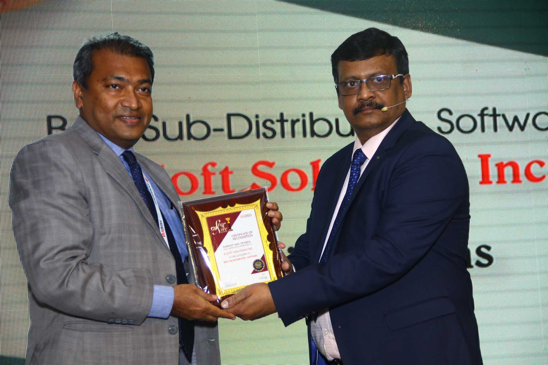 Best Sub-Distributor-Software Award goes to E Soft Solutions Inc. at 20th Star Nite Awards 2021