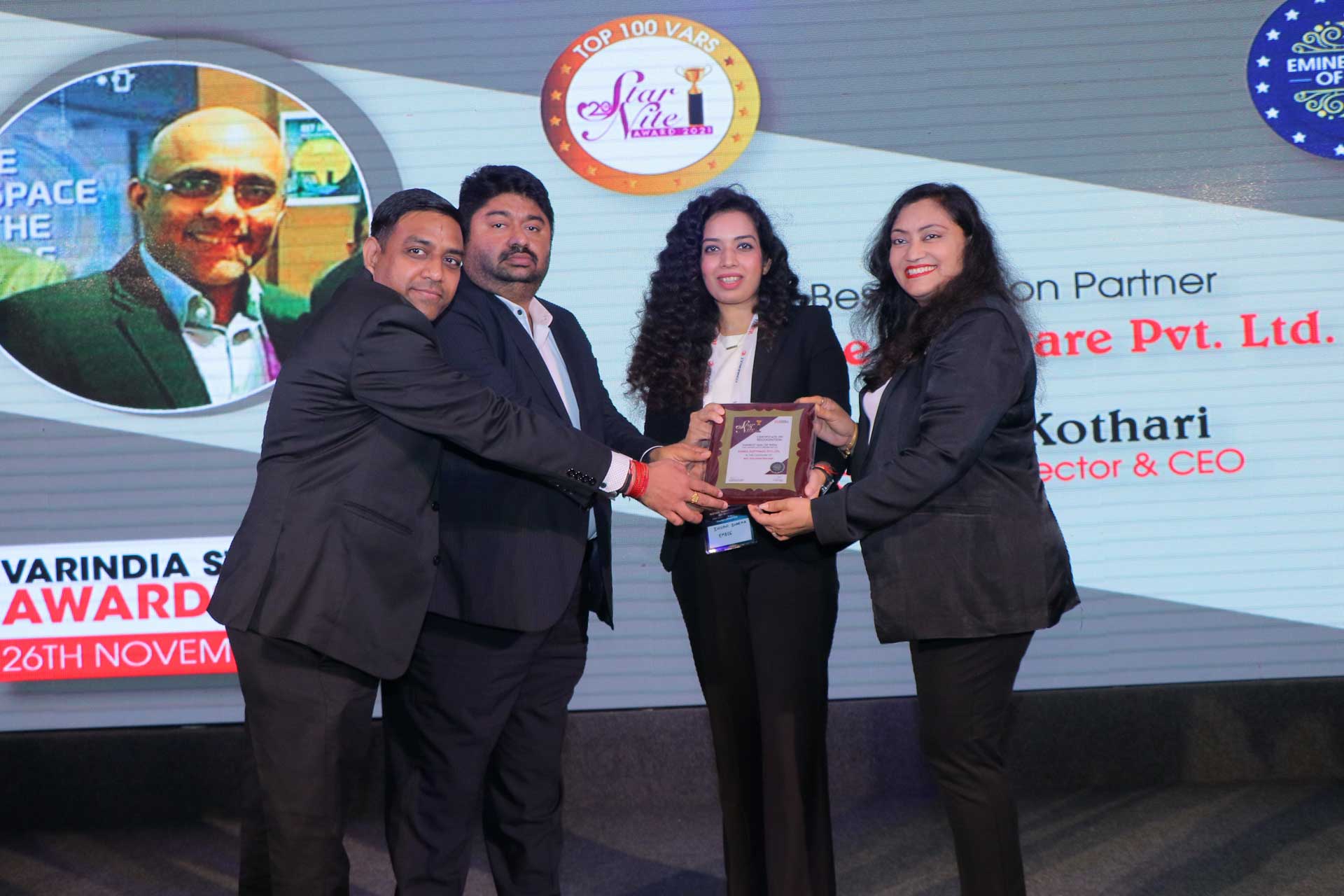 Best Solution Partner Award goes to Embee Software Pvt. Ltd. at 20th Star Nite Awards 2021