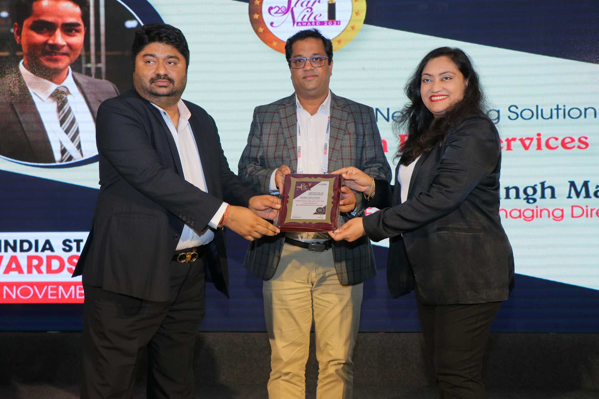 Best Networking Solution Partner Award goes to Enrich Data Services Pvt. Ltd. at 20th Star Nite Awards 2021