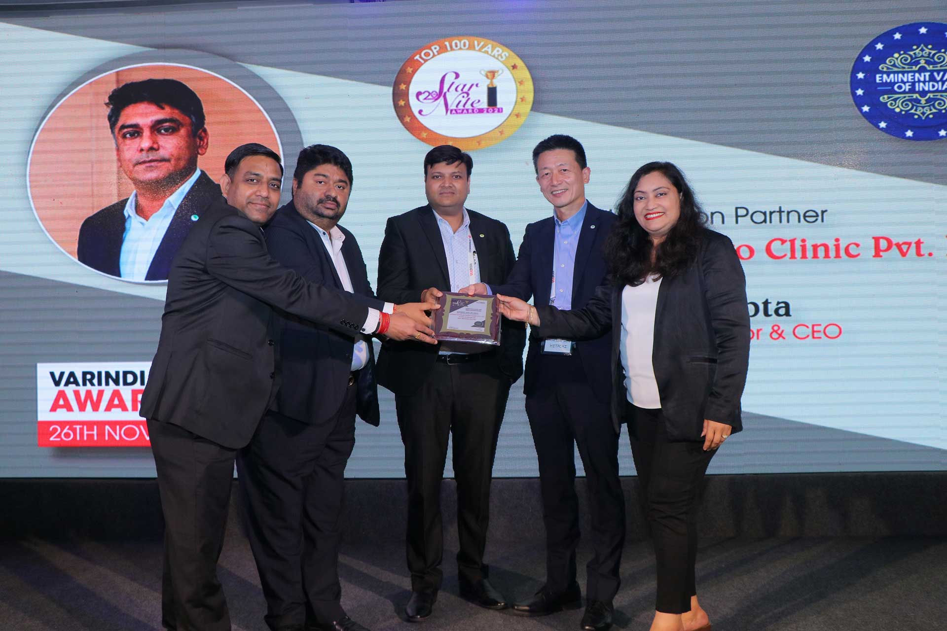 Best Solution Partner Award goes to Hitachi Systems Micro Clinic Pvt. Ltd., at 20th Star Nite Awards 2021