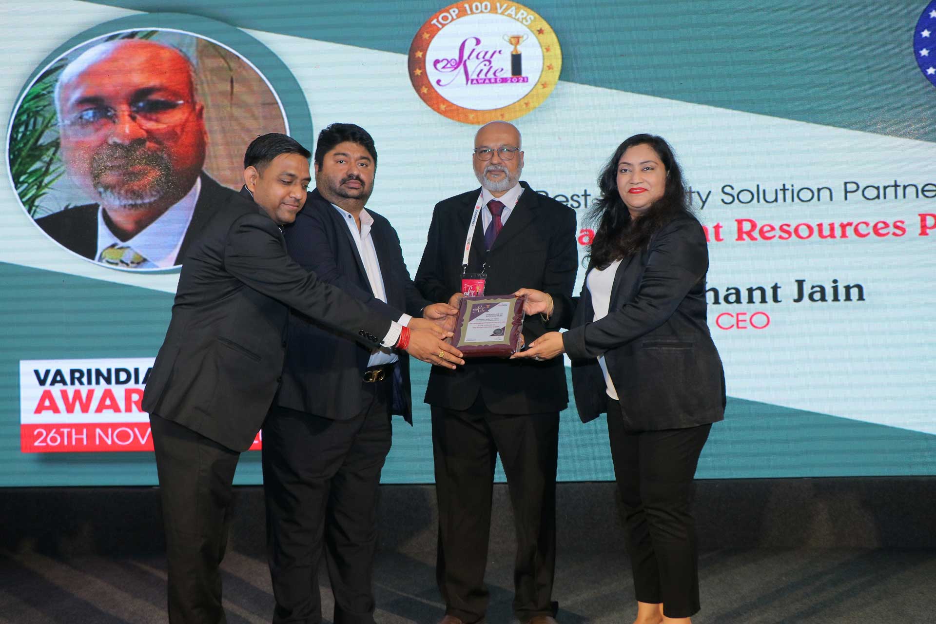 Best Security Solution Partner Award goes to JNR Management Resources Pvt. Ltd., at 20th Star Nite Awards 2021