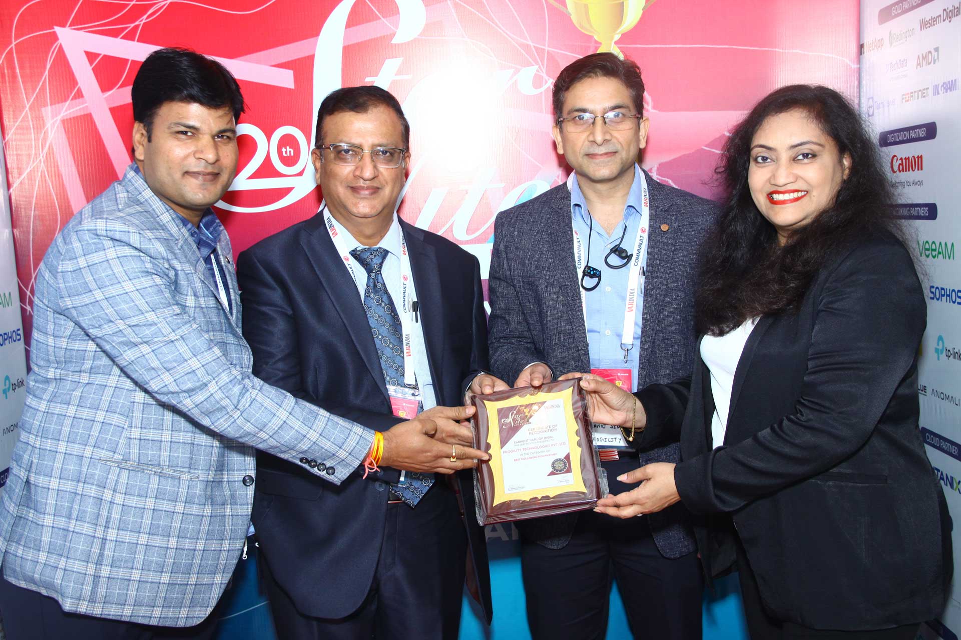 Best Collaboration Partner Award goes to Progility Technologies Pvt Ltd at 20th Star Nite Awards 2021
