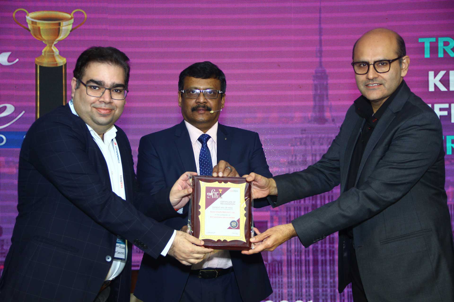 Best Solution and Service Partner Award goes to Team Computers Pvt Ltd at 20th Star Nite Awards 2021