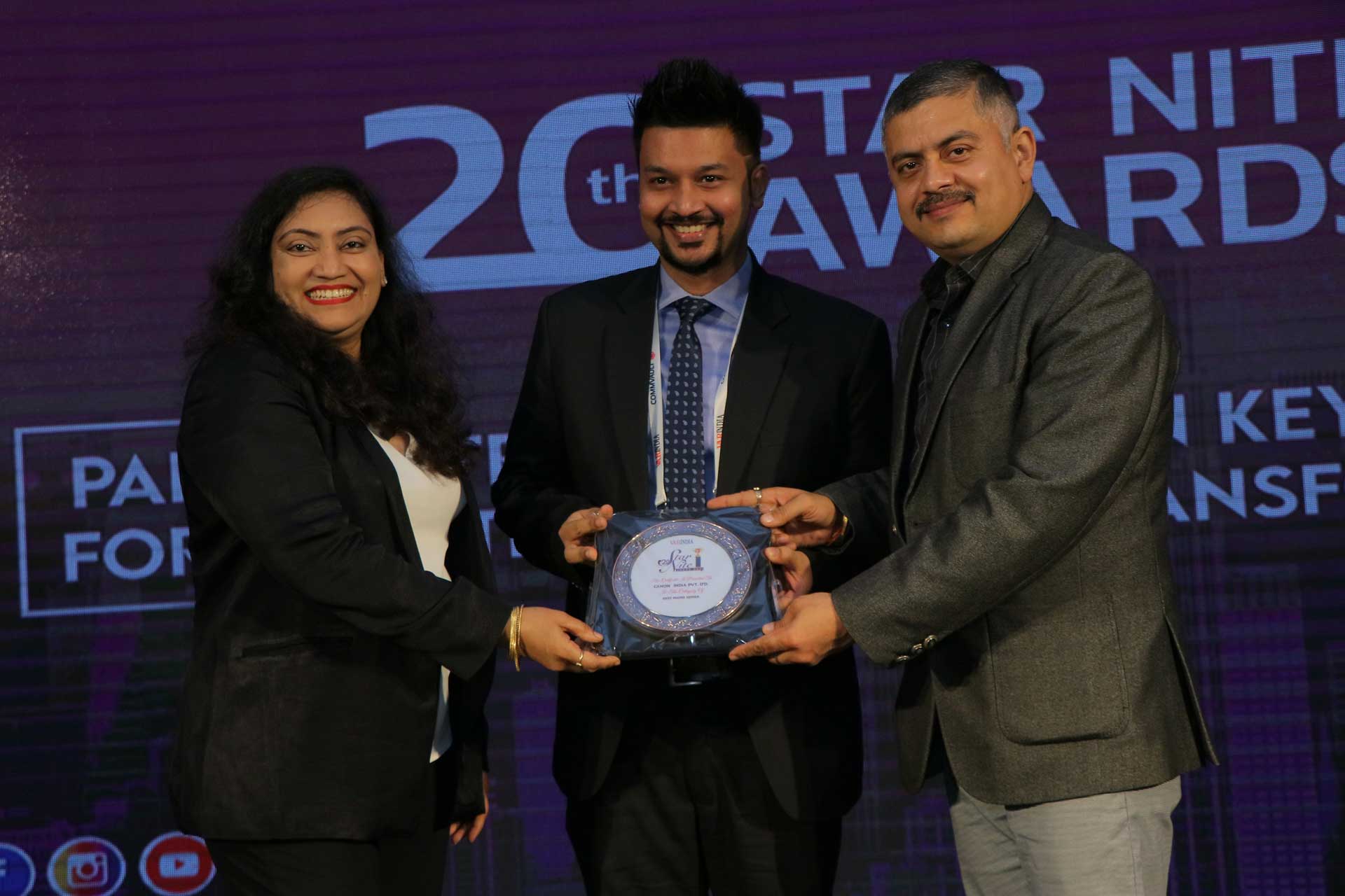 Best Photo Copier Award goes to Canon India Pvt. Ltd. at 20th Star Nite Awards 2021