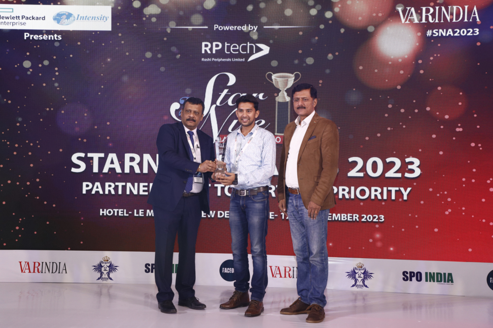 Representative receiving the CMO award on behalf of Naved Chaudhary, Head of Marketing and Public Relations-Ingram Micro India Ltd.