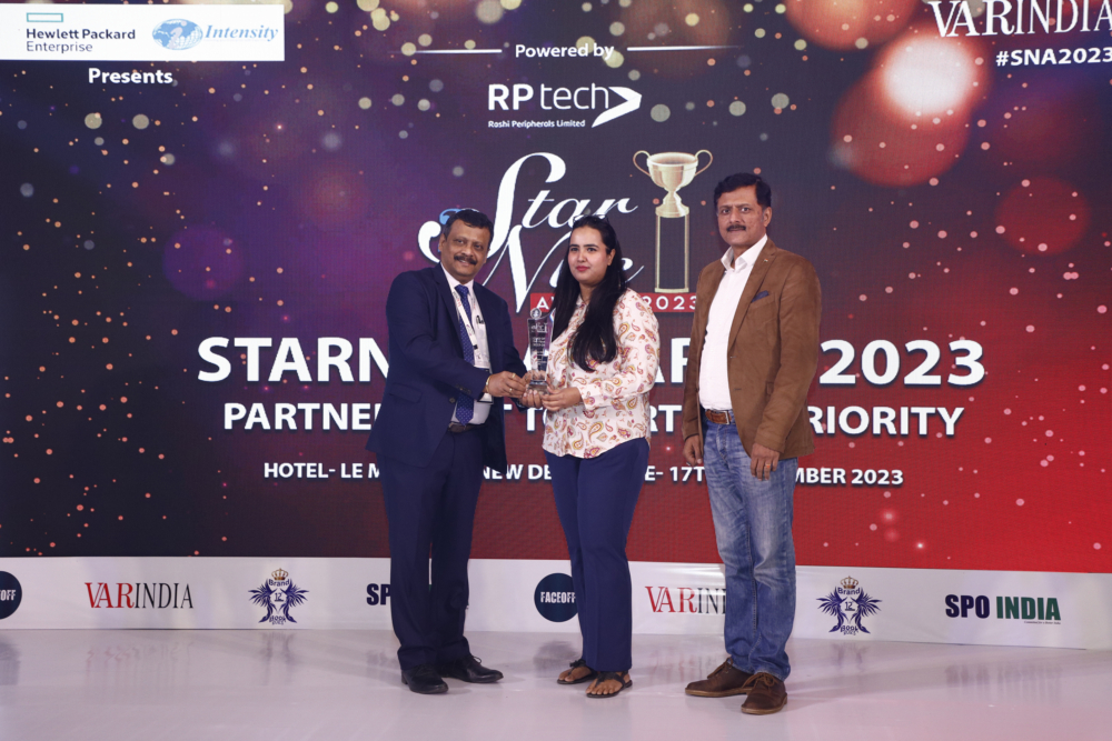 Representative receiving the CMO award on behalf of Anjali Gupta, Head of Marketing- Sify Technologies Ltd.
