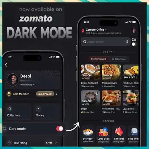 Zomato introduces a dark setting to improve the viewing experience