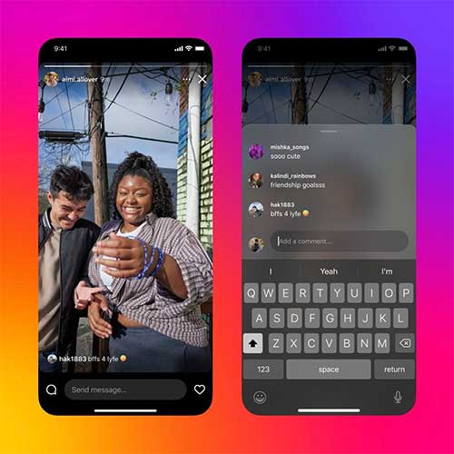 Instagram allows publicly visible comments for stories but with limitations