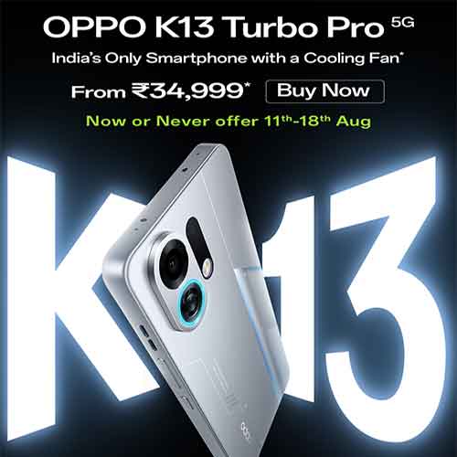 OPPO K13 Turbo Pro 5G with built-in cooling fan, Snapdragon 8s Gen 4 goes on sale August 15