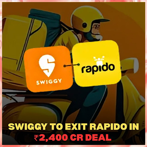Swiggy Sells Entire 12% Stake in Rapido for ₹2,400 Crore