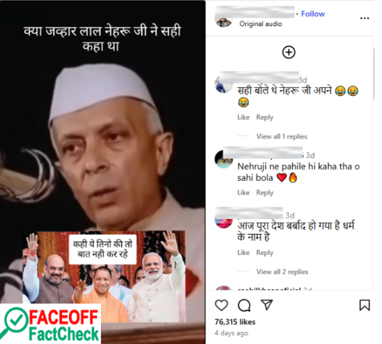 Viral video showing Nehru warning India about communal politics