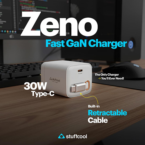 Stuffcool launches Zeno: India’s first 30W GaN charger with built-in retractable cable