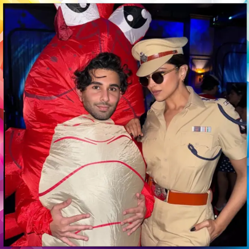 Deepika as Lady Singham, Ranveer as Spiderman for Halloween
