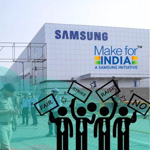 Samsung workers get back into work after a day long protest