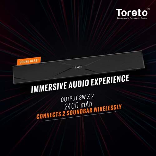 Toreto brings “Sound Blast”, wireless soundbar priced at Rs 2,599/-