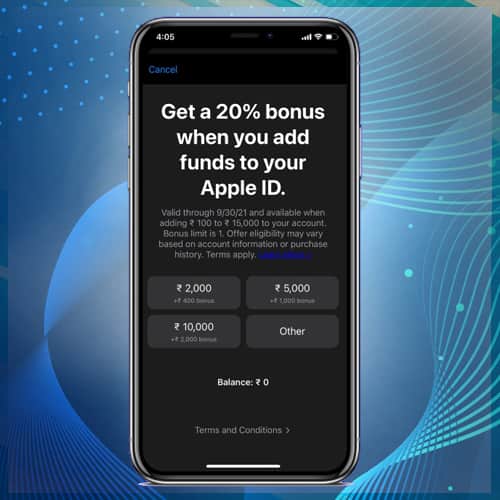 Apple encouraging Indian users to add money to Apple ID by offering 20% bonus