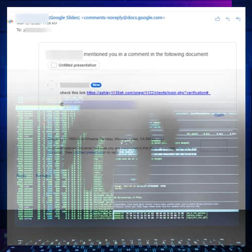 Hackers are sending malicious links by using Google Docs