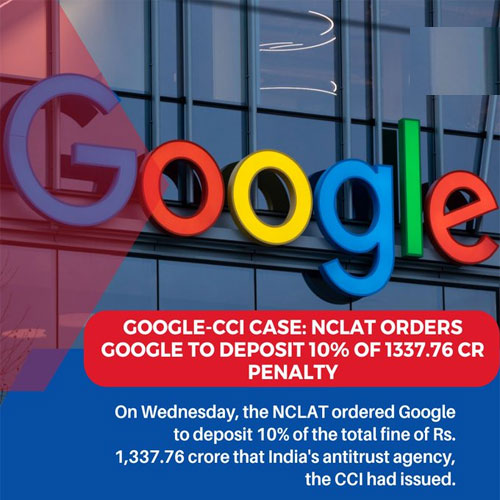 NCLAT orders Google to deposit 10% of penalty