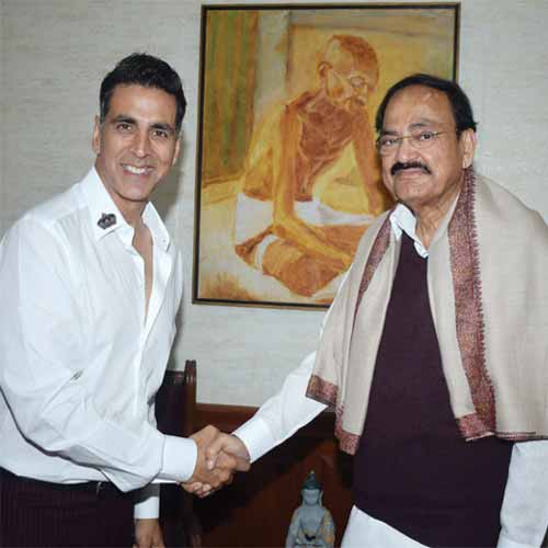 Bollywood star Akshay Kumar meets Vice President Venkaiah Naidu