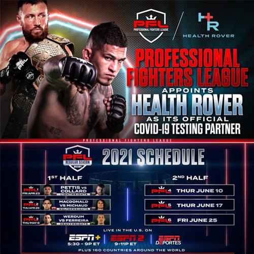 PROFESSIONAL FIGHTERS LEAGUE APPOINTS HEALTH ROVER AS ITS OFFICIAL COVID-19 TESTING PARTNER